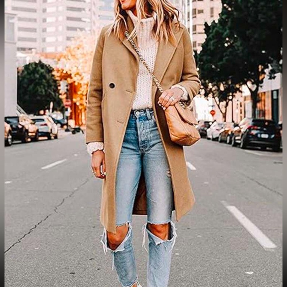 Classic Rust Brown Solid Button Mid Length Jacket… - image 2